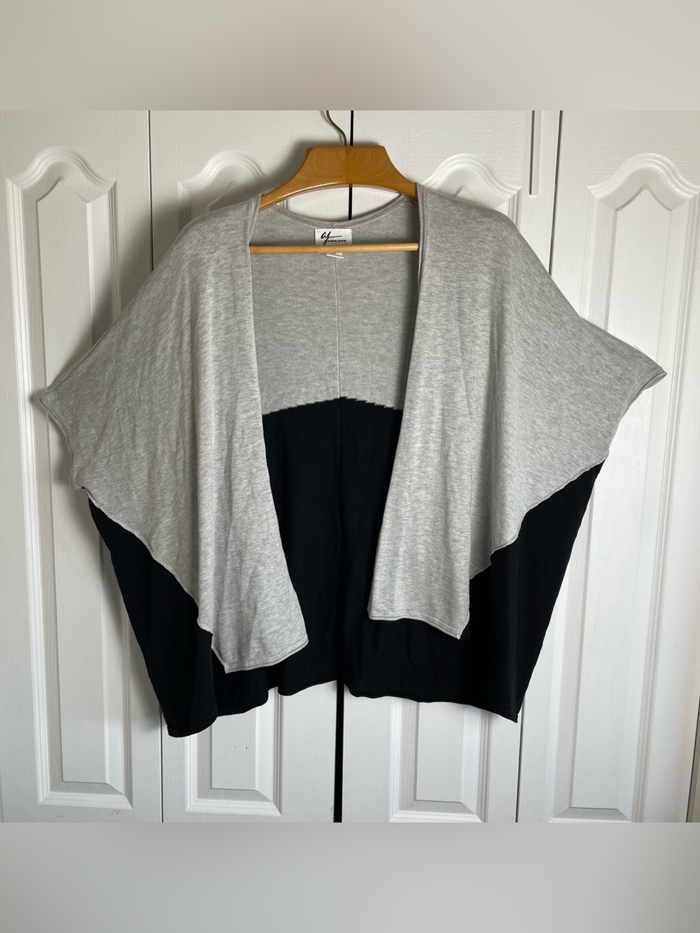 Andrea Jovine Open Front Cardigan Women’s S/M Color Block Oversized Wrap Cotton - Picture 4 of 12